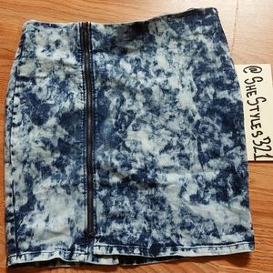 Washed Denim Jean Skirt